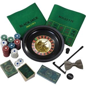 Casino Game Set with Roulette and Poker
